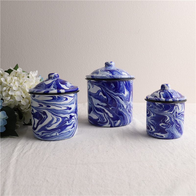 Art เคลือบ Klein Blue Classic Kitchen Storage Jar เครื่องปรุงรส Jar Retro Nostalgic Storage Jar- zak