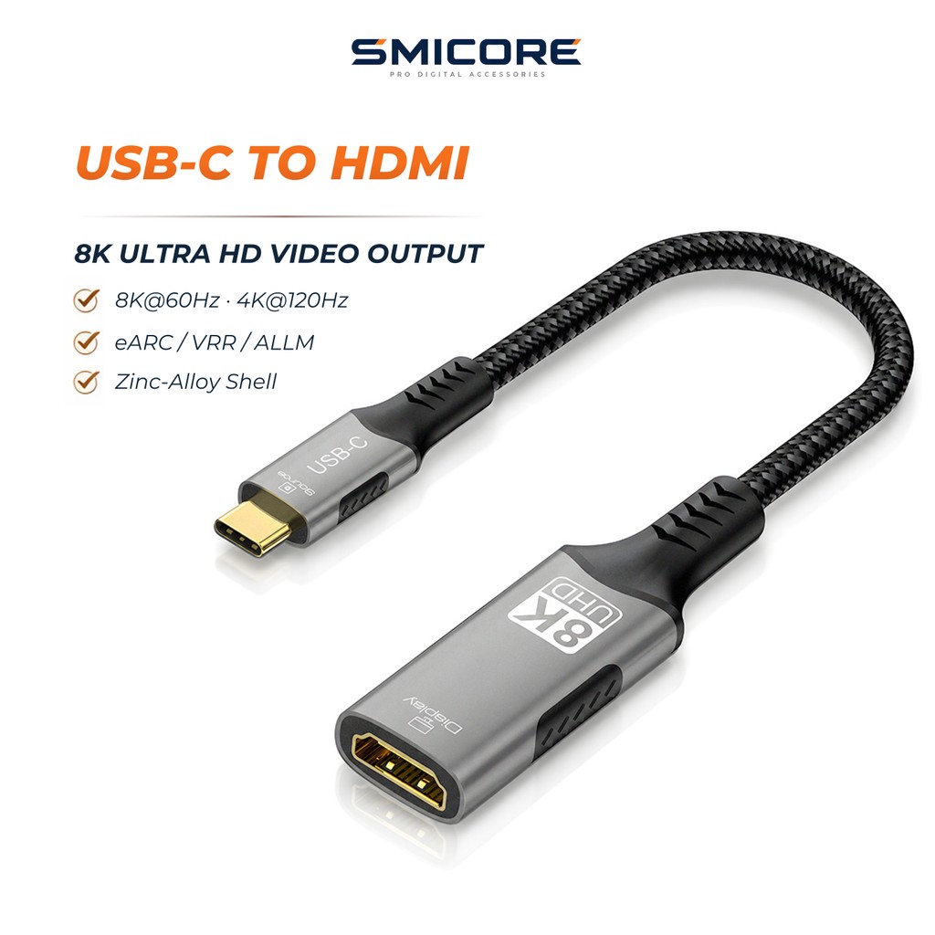 USB-C to HDMI 2.1 Adapter 8K60Hz 4K240Hz Type-C Male to HDMI Female สำหรับมือถือ แท็บเล็ต TV