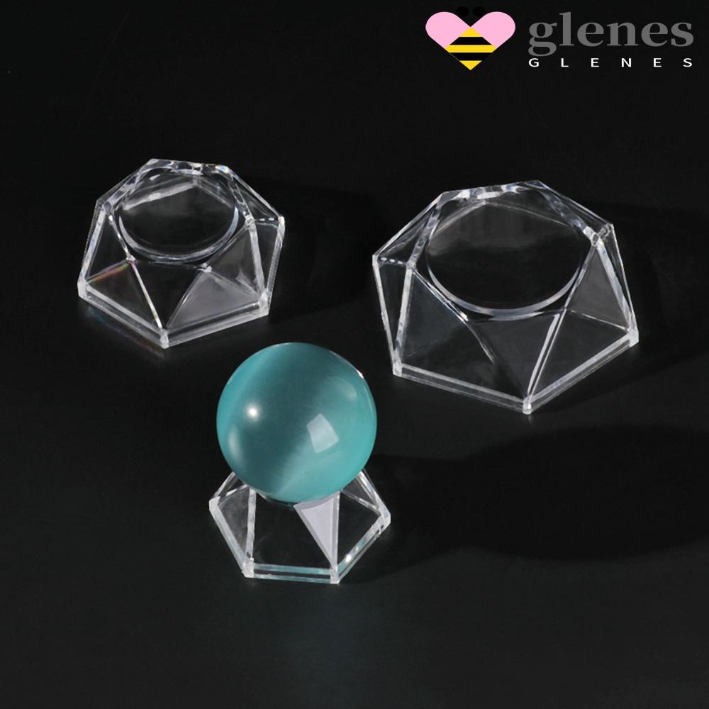 GLENES Crystal Ball Base Soccer Volley Ball Transparent Quartz Glass Sphere Holder