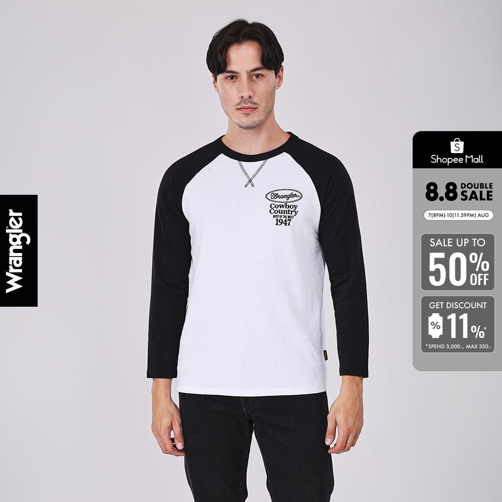 WRANGLER เสื้อยืดแขนยาวผู้ชาย คอลเลคชั่น Beyond Denim รุ่น WR F126MTLSN53 สีขาว