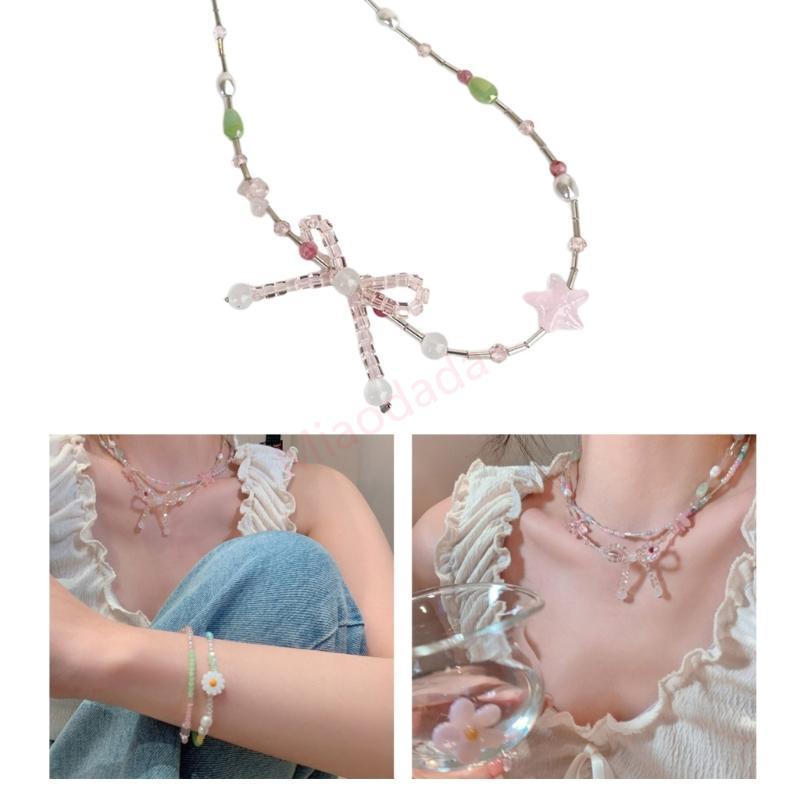 MDD Chain สร้อยคอลูกปัดเค้นคอวัสดุคริสตัลเทียมสําหรับผู้หญิงเครื่องประดับ