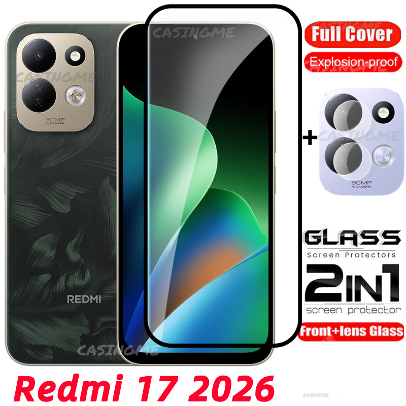 Redmi 17 4G Redmi17 5G 2026 2in1ป้องกันหน้าจอคลุมทั้งหมดฟิล์มกระจกนิรภัยสําหรับRedmi 17 หมายเหตุ 17 Redmi17 17Redmi 17C Note17 Pro 4G 5G 2026 กระจกนิรภัยด้านหน้าฟิล์ม