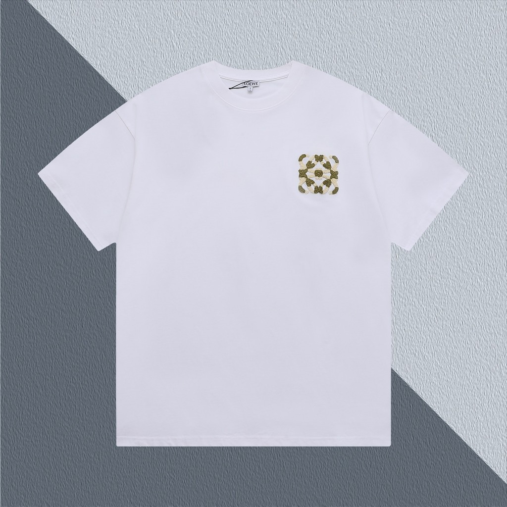 2026/Loewe/Loewe ผู้ชายผู้หญิงเสื้อยืดพิมพ์เสื้อยืดสวมใส่ด้านนอกเสื้อยืดกีฬาเสื้อสั้นยุโรปอเมริกันดู