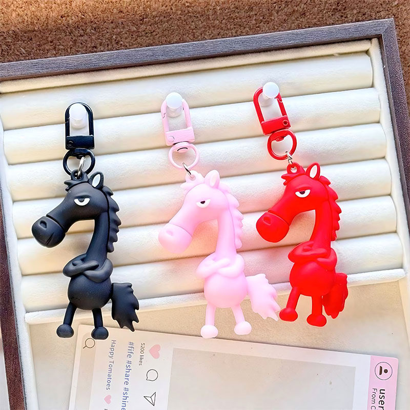 GANTUNGAN BLOSSOM GK102 กระเป๋า Charm ชุด 3 ชิ้นน่ารักม้าสมบง Proud Lucky Horse Mascot ตุ๊กตากระเป๋า