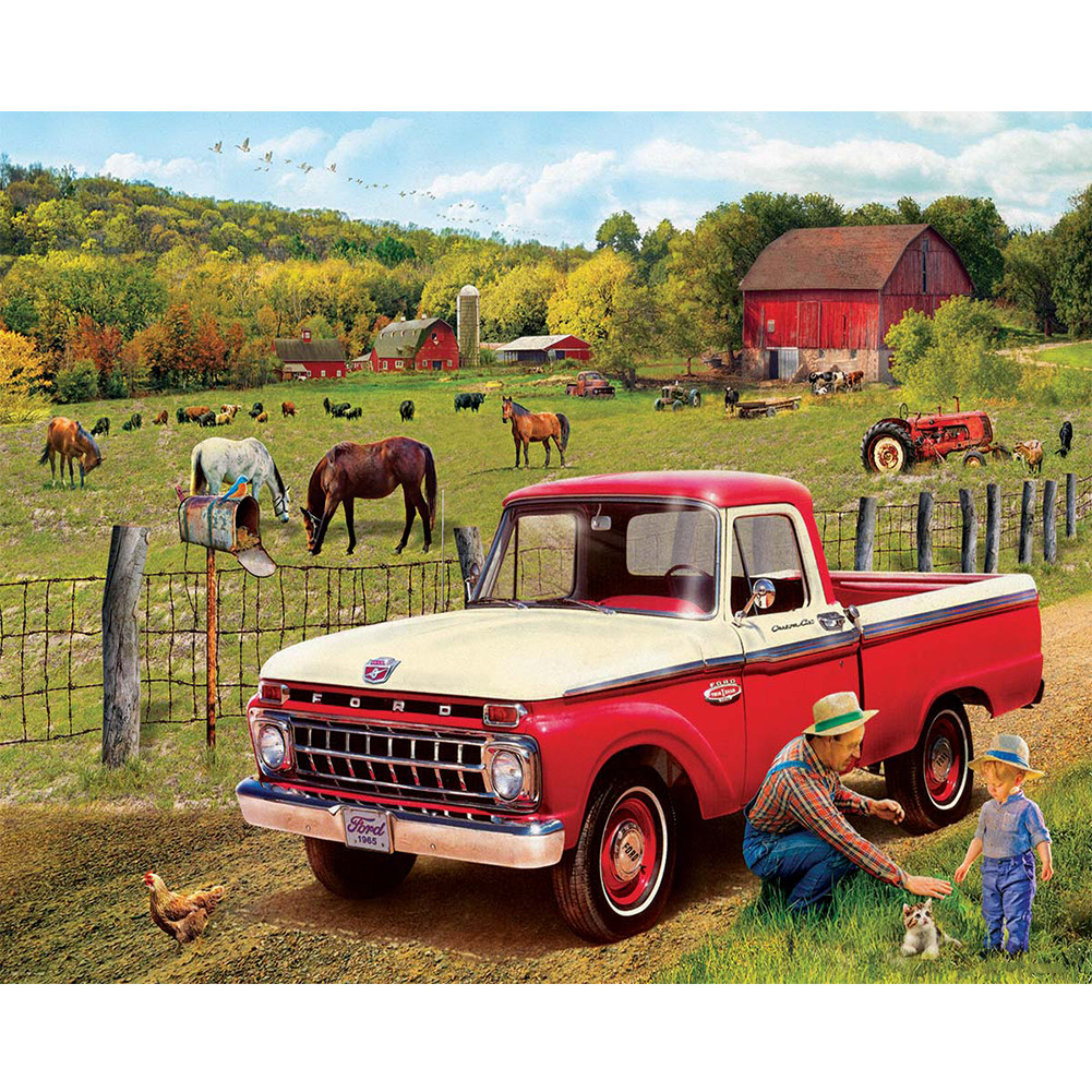 (DB5652) Diamond 5D DIY Village Car Square Diamond Rhinestone Picture Kit (sz918) 45x60cm