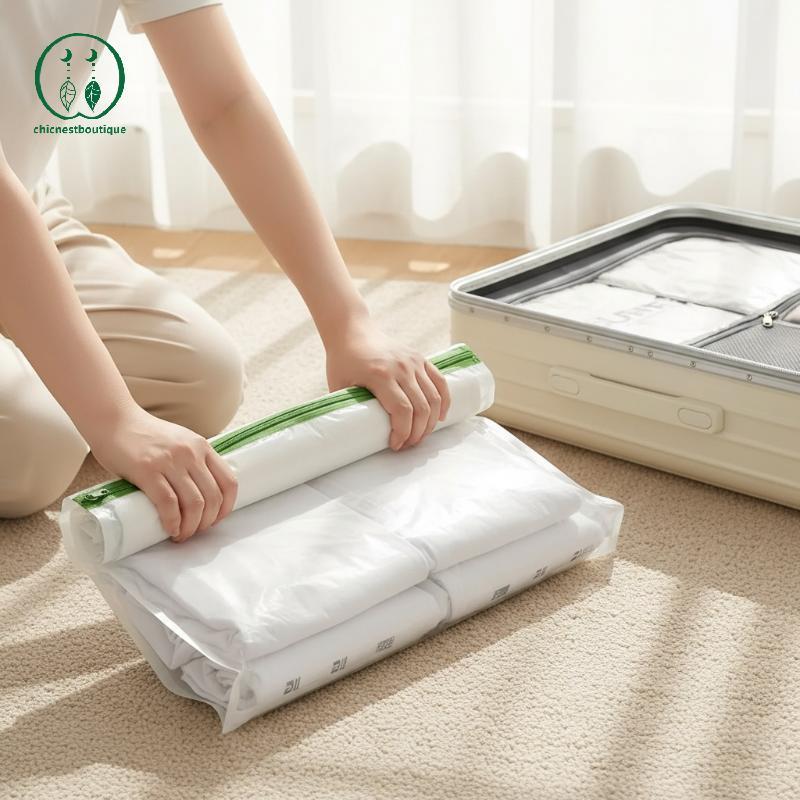 [Chicnest] ถุงเก็บสูญญากาศแบบม้วนมือ 2 ชิ้นไม่มีปั๊มต้องการ Space Saver สําหรับ Travel Home Quilt Storage BU