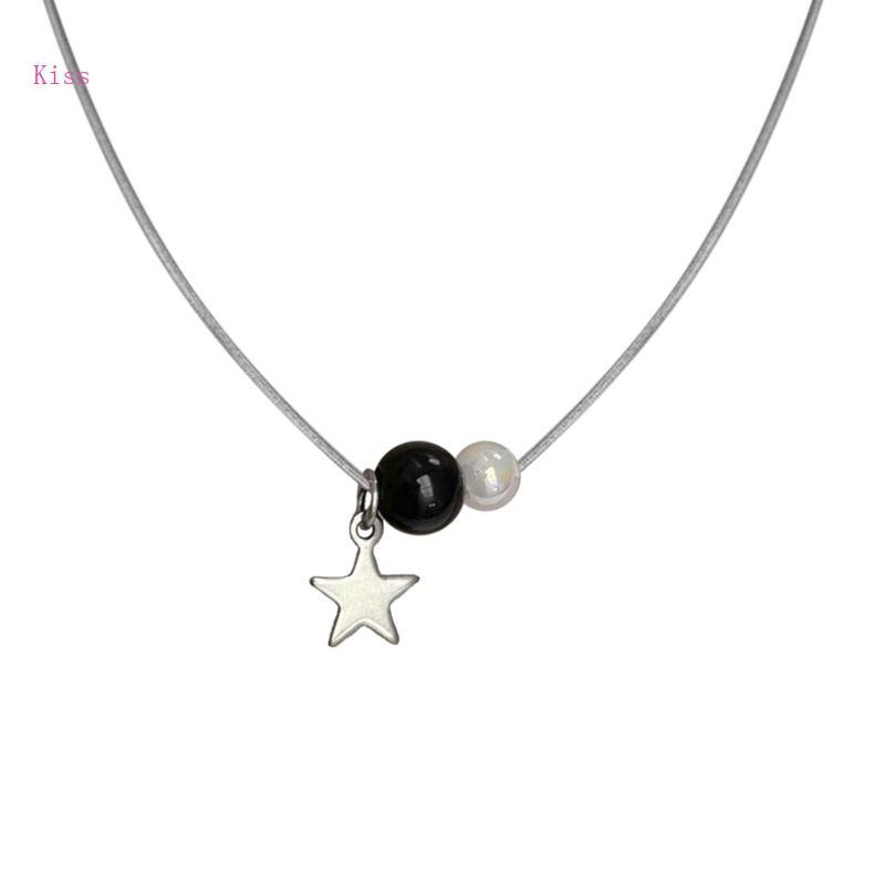 Kiss Star Bead Pendant Necklace Clavicle Chain Sweet Cool Snake Bone Chain Necklace