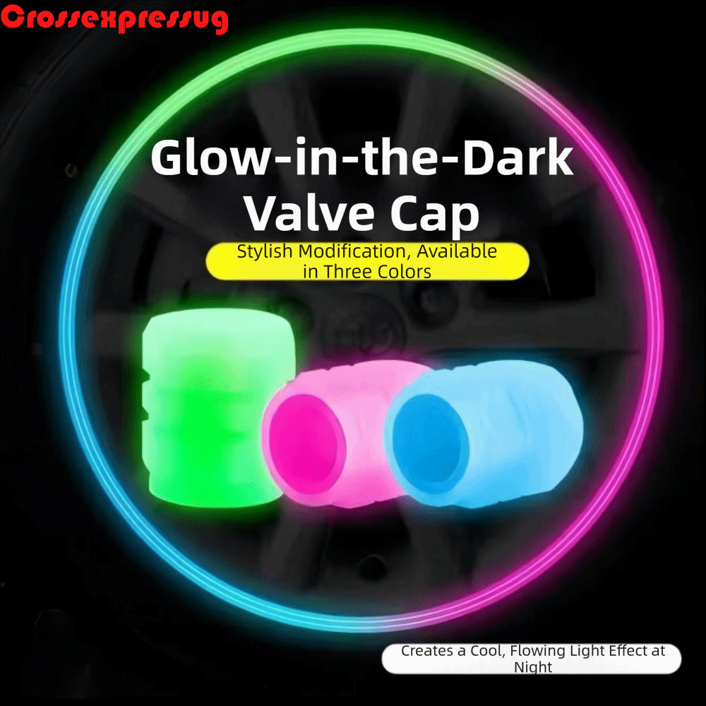 VORTEX 8 ชิ้นเรืองแสงยางวาล์วหมวก, Super Bright กันฝุ่น Luminous Fluorescent Valve Caps, Self-lumin-