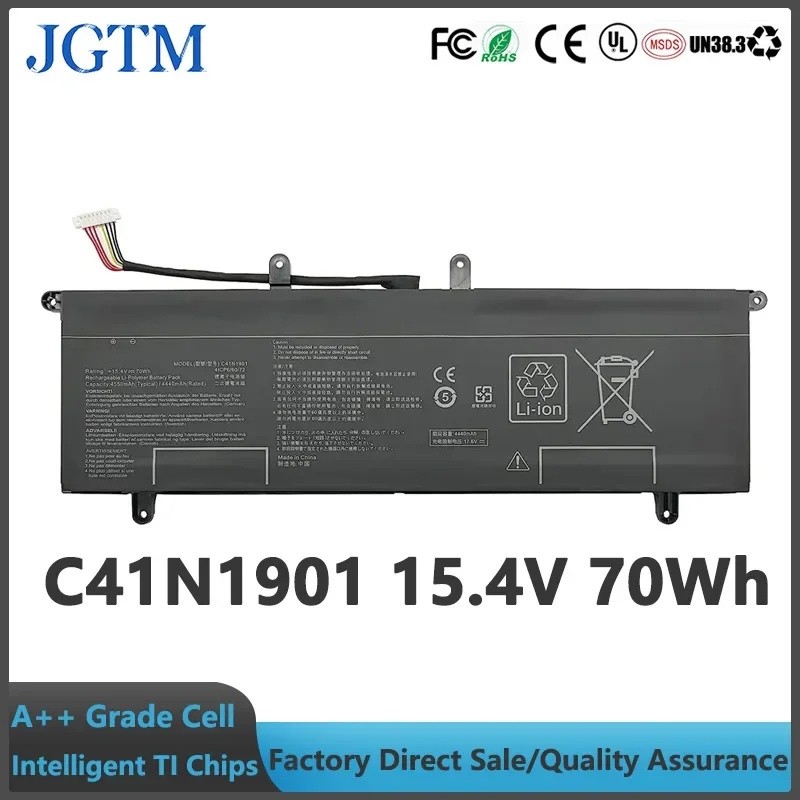 JGTM 15.4V 70Wh C41N1901 แบตเตอรี่แล็ปท็อปสําหรับ Asus ZenBook Duo UX481 UX481F UX481FL UX481FA UX48