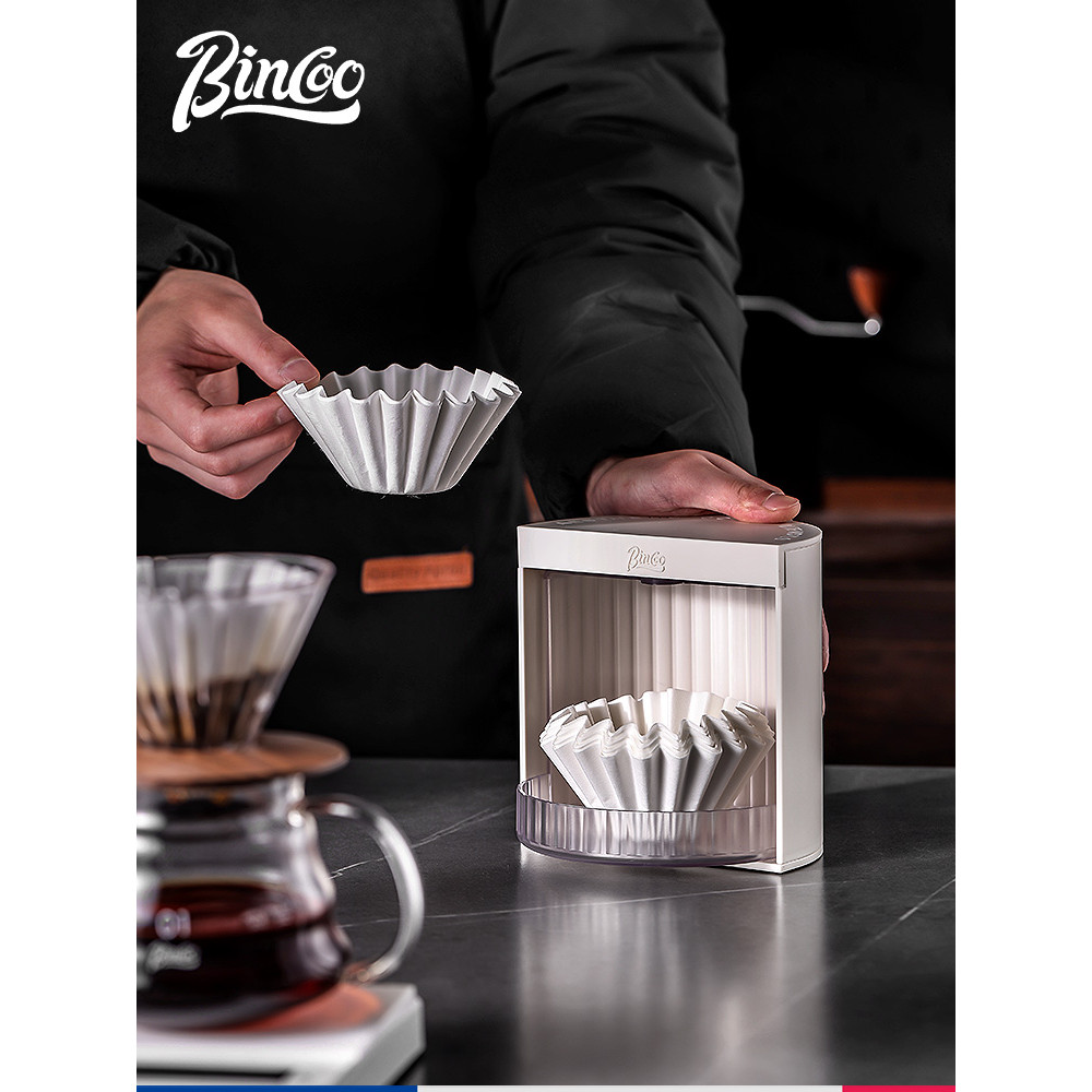 Bincoo Hand-Brewed Coffee Cake Bowl-Shaped Filter Paper Box 155/185 หยดกรอง Origami ถ้วยกรองป้องกันฝ