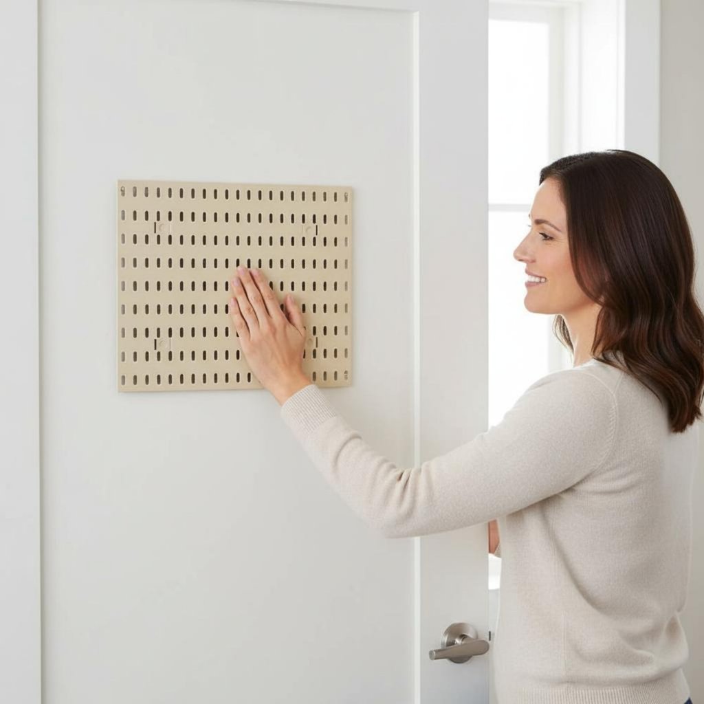 ชั้นวาง Pegboard จากพื้นจรดเพดานอเนกประสงค์ประหยัดพื้นที่ชั้นวางพาร์ทิชันอิสระการออกแบบโมดูลาร์สําหร
