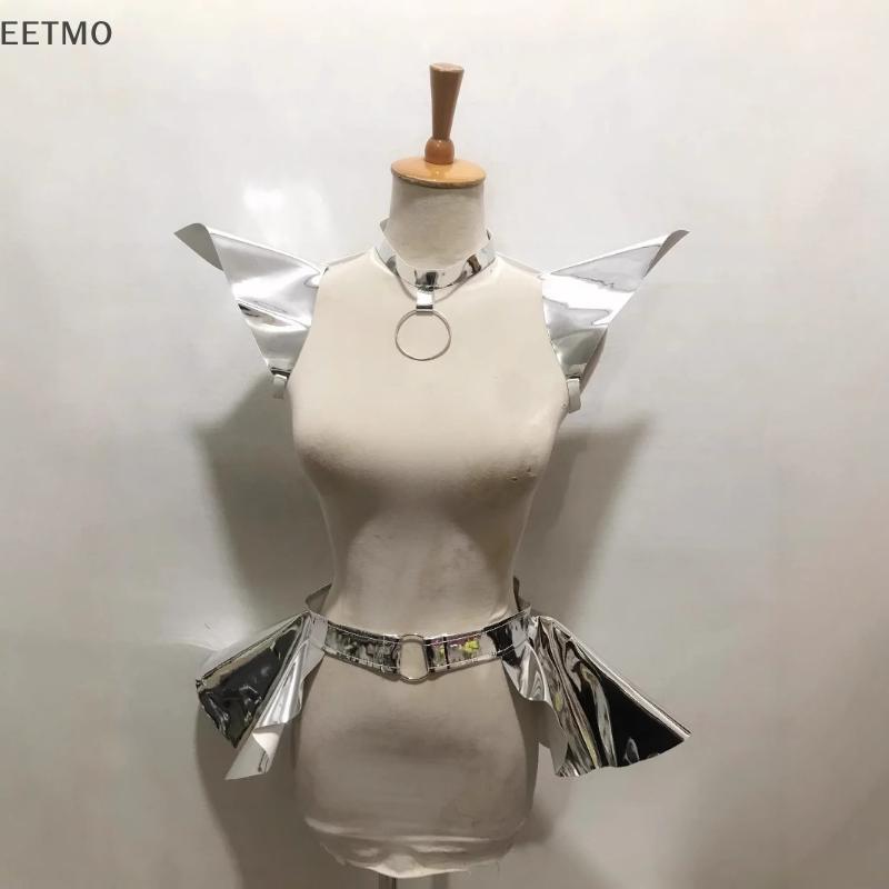 EET Handmade Unisex หนัง PU คอสเพลย์ชุดอุปกรณ์เสริมคอแหวนไหล่ปีกเข็มขัดสําหรับแฟนตาซีบทบาทเล่นเครื่อ