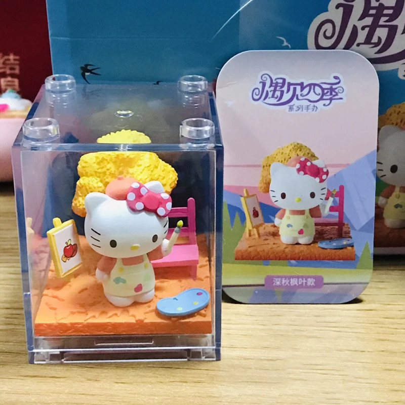 2026 รูปแบบใหม่ hellokitty Mystery Box Figure Meet Four Seasons Mystery Box Micro Landscape Jewelry 