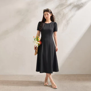 ชุดเดรสสไตล์เกาหลี มินิมอล เดรสยาวคอกลมทรงเอ พรางหุ่นสวย ใส่เที่ยวคาเฟ่ ใส่ทำงาน ลุคลูกคุณหนู เรียบหรูดูแพง พร้อมส่ง