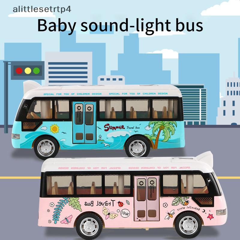 AA School Bus เสียง Light Tour Bus รุ่นของเล่นเด็ก Diecasts ของเล่นยานพาหนะเด็กของขวัญจําลอง Bus รุ่