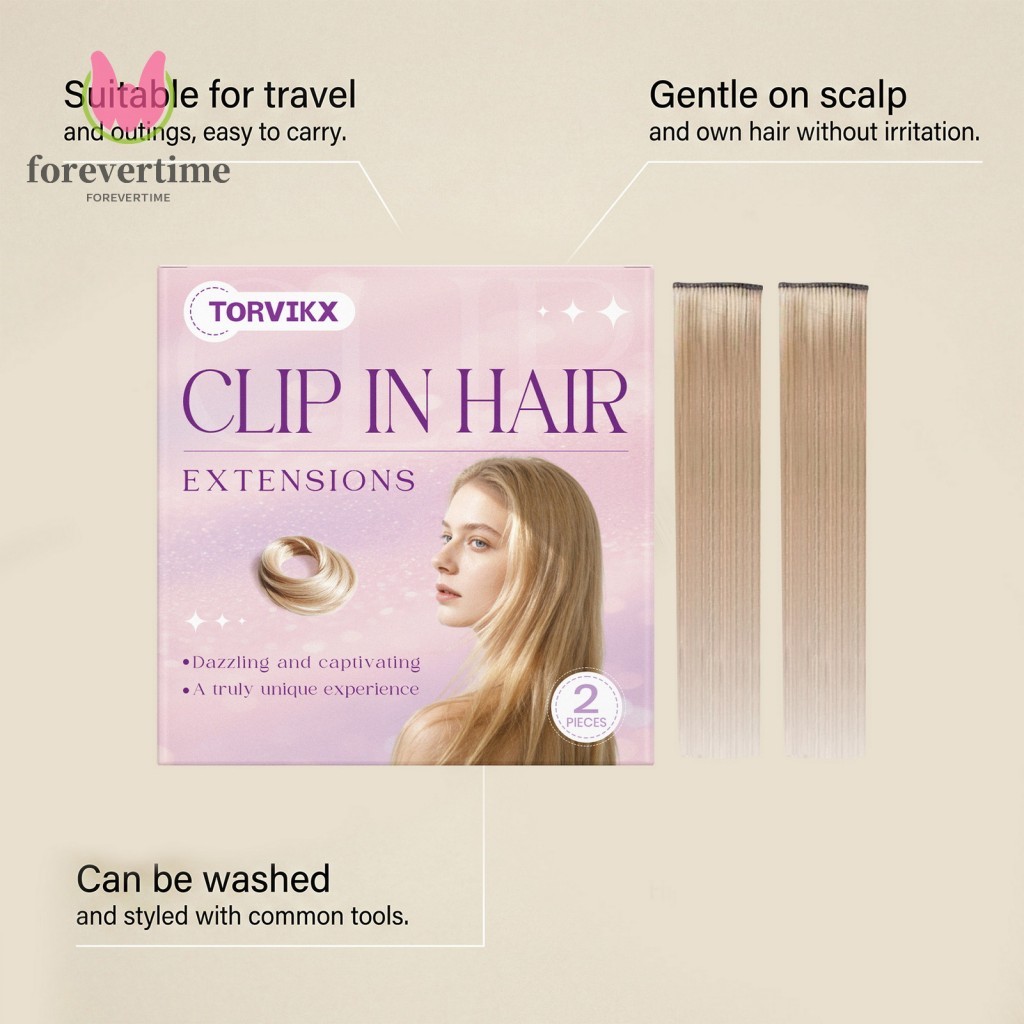 Flaxen Golden Clip In Hair Extensions - น้ําหนักเบา 56 ซม. สําหรับจัดแต่งทรงผมทุกวัน