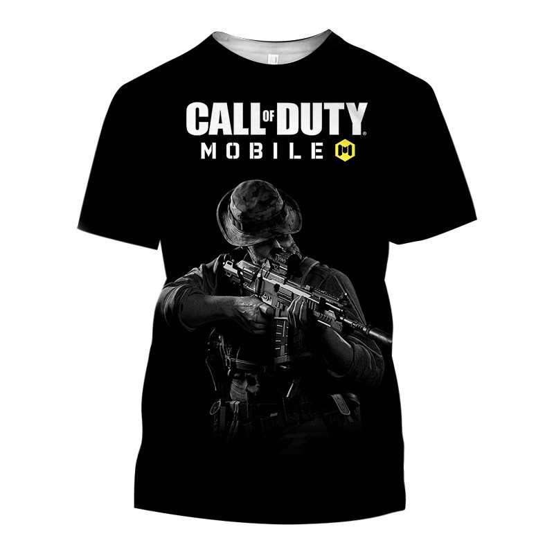 พิมพ์ T เสื้อสําหรับชาย Call Of Duty FPS เกมส์ยิงขนาดใหญ่เสื้อแขนสั้นแฟชั่น O-คอPullover สไตล์สงคราม