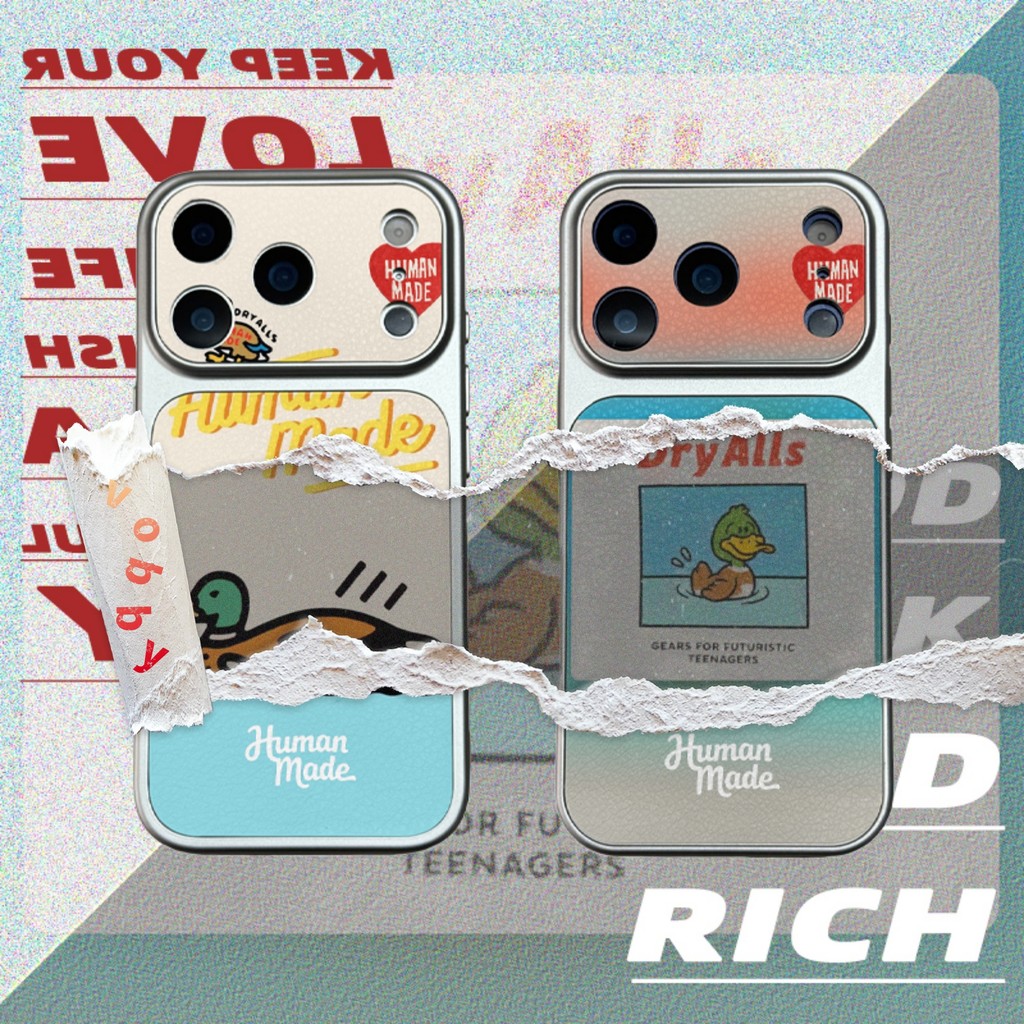 หน้าต่างขนาดใหญ่ Segmented Design HUMAM MADE เป็ด Soft Shell เคสโทรศัพท์เหมาะสําหรับ IPhone18Pro 18ProMax 17 AIR 17Pro 17PM 16 16P 16PM 15 15P 15PM 14 14P 13 13P 13PM 12PM 11