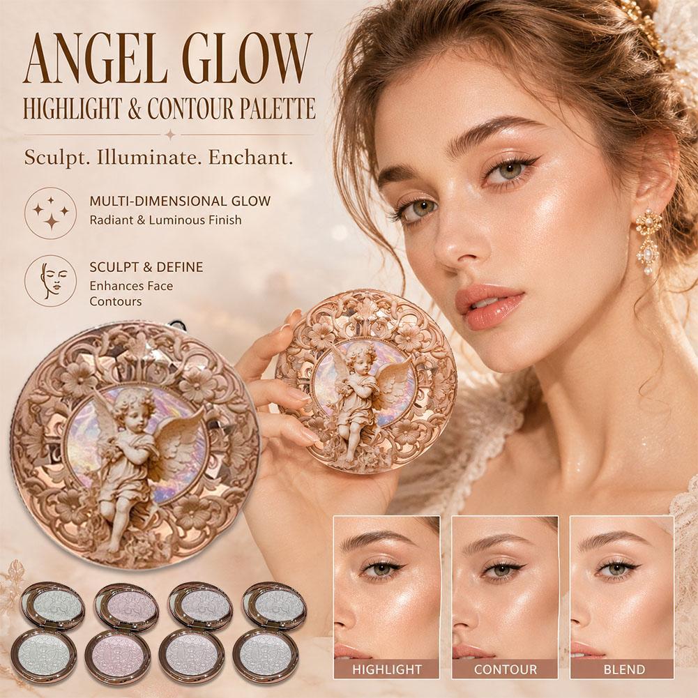 Mafeike Little Angel Gilded Glow Palette All In One Highlighter Contour และ Blush สําหรับ Radiant Na