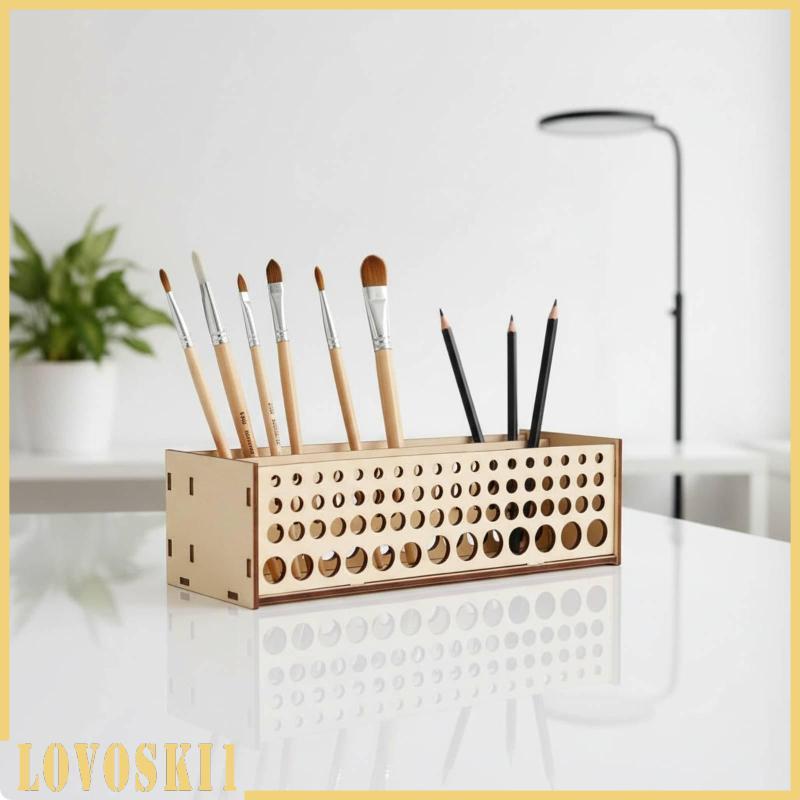 [Lovoski1] ชั้นวางแปรงสี 67 หลุมไม้แปรงขาตั้ง Easy Assembly พู่กันที่เกี่ยวข้องสําหรับ Art Studio
