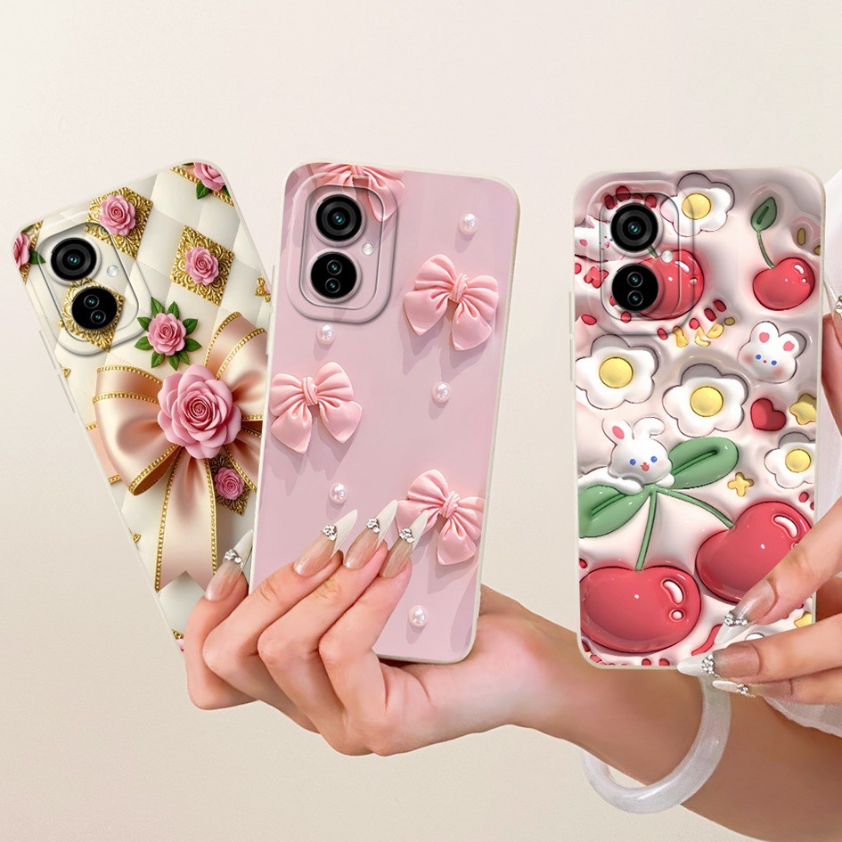 สําหรับ Tecno Spark 9 Pro KH7 กรณีใหม่สไตล์ดอกไม้ Bowknot Candy ทาสีซิลิโคนนุ่มปกหลังสําหรับ Tecno S