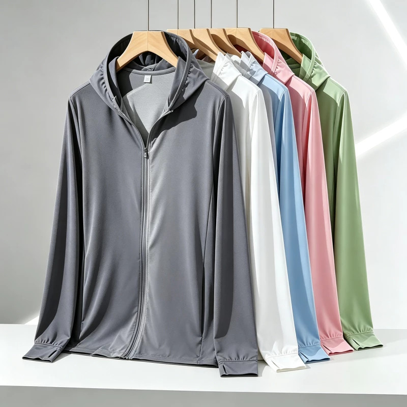 เสื้อกันแดดผู้ชาย มีฮู้ด UPF50+ กันรังสียูวี ผ้าไอซ์ซิลค์ ตาข่ายระบายอากาศ เย็นสบาย ไม่อึดอัดร้อน FZ082