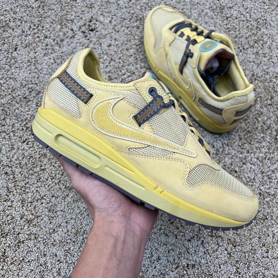 Dbearflagship 2023New Air Max 1 X Travis Scott รองเท้าวิ่งข้าวสาลี DO9392-700 7B9/ORedi
