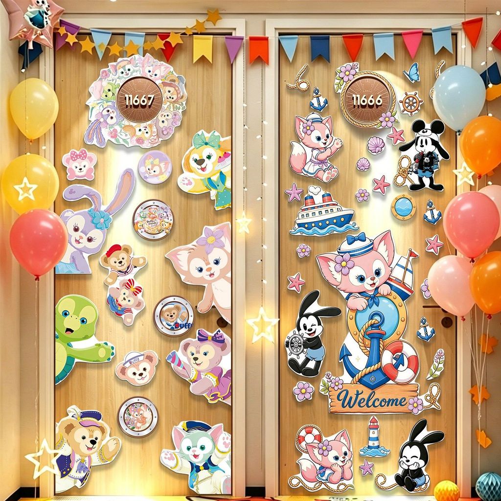 ใหม่ Disney Cruise Wheel Door Sticker Magnetic Sticker Entrance Home Cute Creative 023 Cartoon Cruis