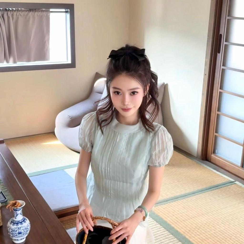 [จํากัดเวลา Seckill] Mambo Summer Puff Sleeve Pleated Slim-fit Shirt