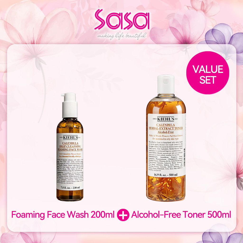 Kiehl's Calendula Value Set (Foaming Face Wash 200ml + Alcohol-Free Toner 500ml)