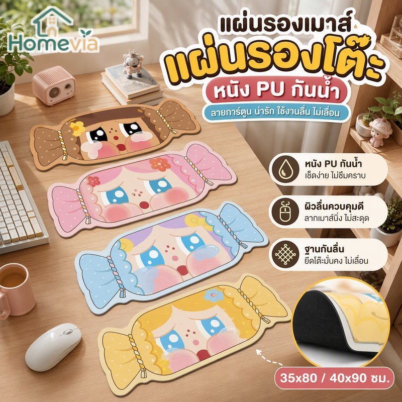 โต๊ะแผ่นรองเมาส์หนัง ปู่ กันน้ําการ์ตูนขนาดใหญ่ไม่ลื่นผิวเรียบแป้นพิมพ์เสื่อ