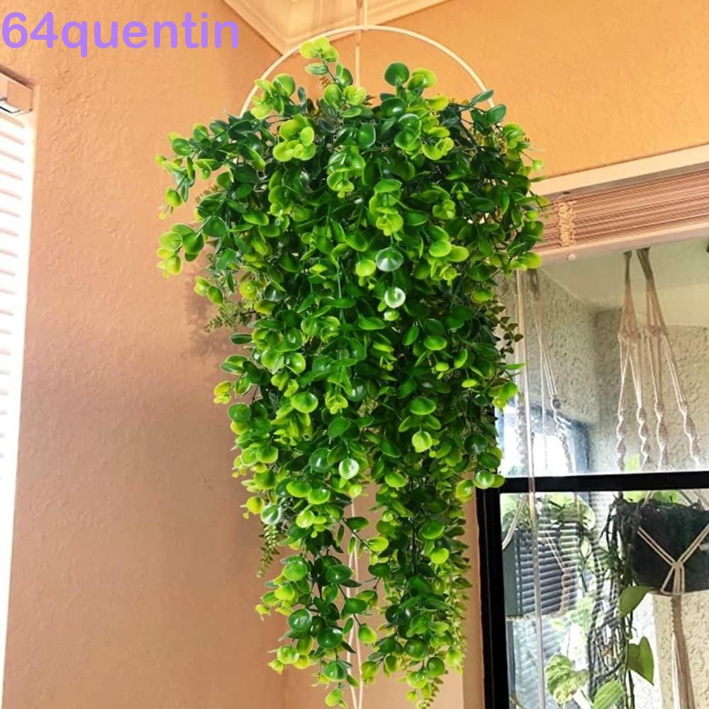 QHENTIN ประดิษฐ์ Eucalyptus Leaf Vine, 5 ส้อมพลาสติก Eucalyptus แขวนผนัง Vines ยืดหยุ่น UV ทนยาว Vin