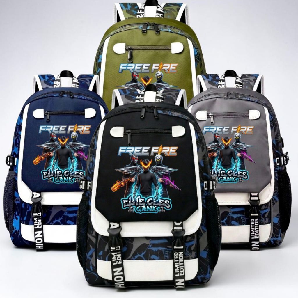 JULY BAGS - FREE FIRE Boys School Backpacks - Free Fire BAGS สําหรับเด็กประถมและมัธยมต้น