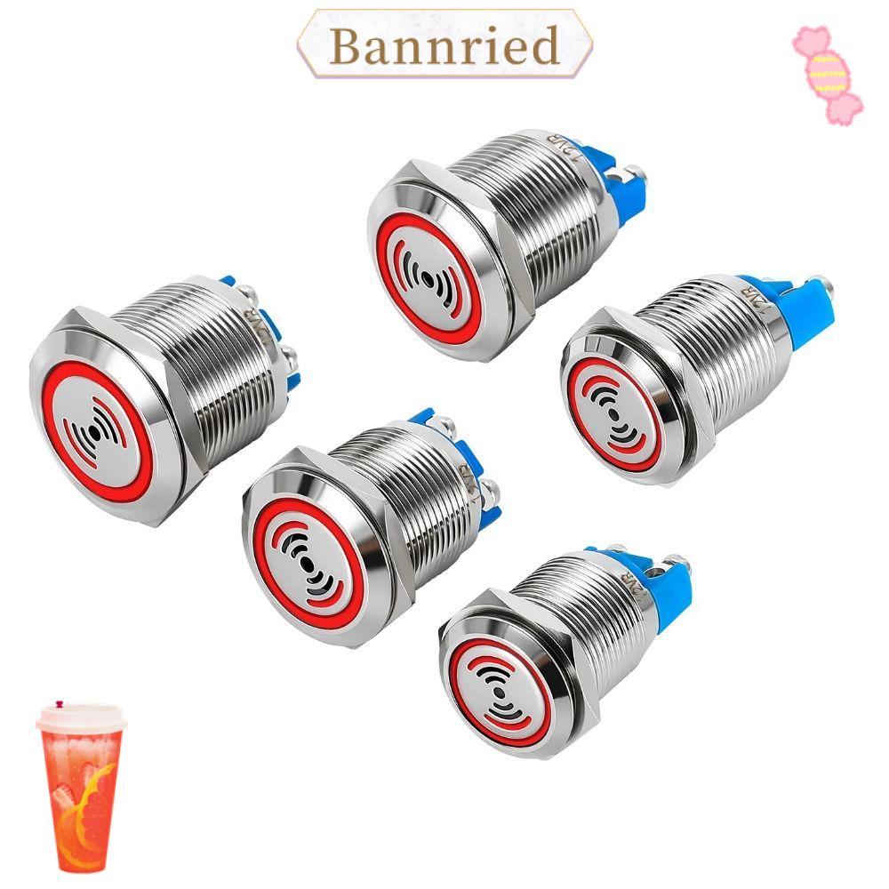 BANNRIEDSG เตือนภัย Buzzer, 16 มม.19 มม.22 มม.เสียงดัง Metal Buzzer, กันน้ํา 12V 24V ไฟ LED แฟลช Buz