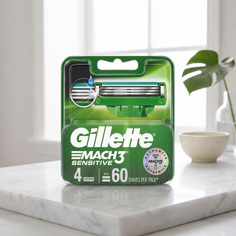 ยิลเลตต์ใบมีดโกนมัคทรีเซนซิทีฟ 4ชิ้น Gillette Mach 3 Sensitive Blades 4pcs. [หมายเลขบาร์โค้ด 4902430343008 ]