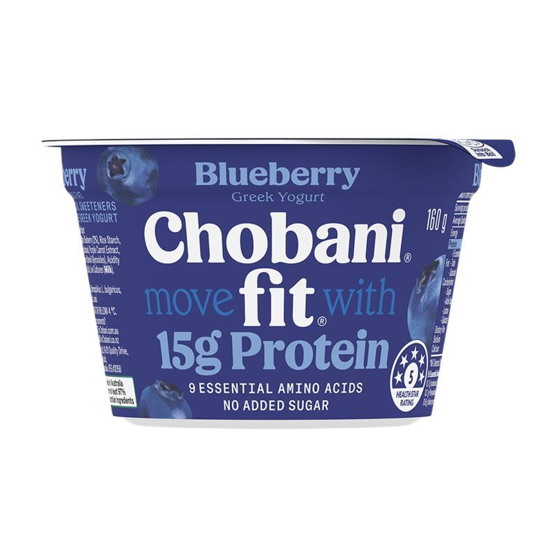 โชบานิฟิตบลูเบอร์รีกรีกโยเกิร์ต 160กรัม Chobani Fit Blueberry Greek Yogurt 160g. [หมายเลขบาร์โค้ด 9310653106037]