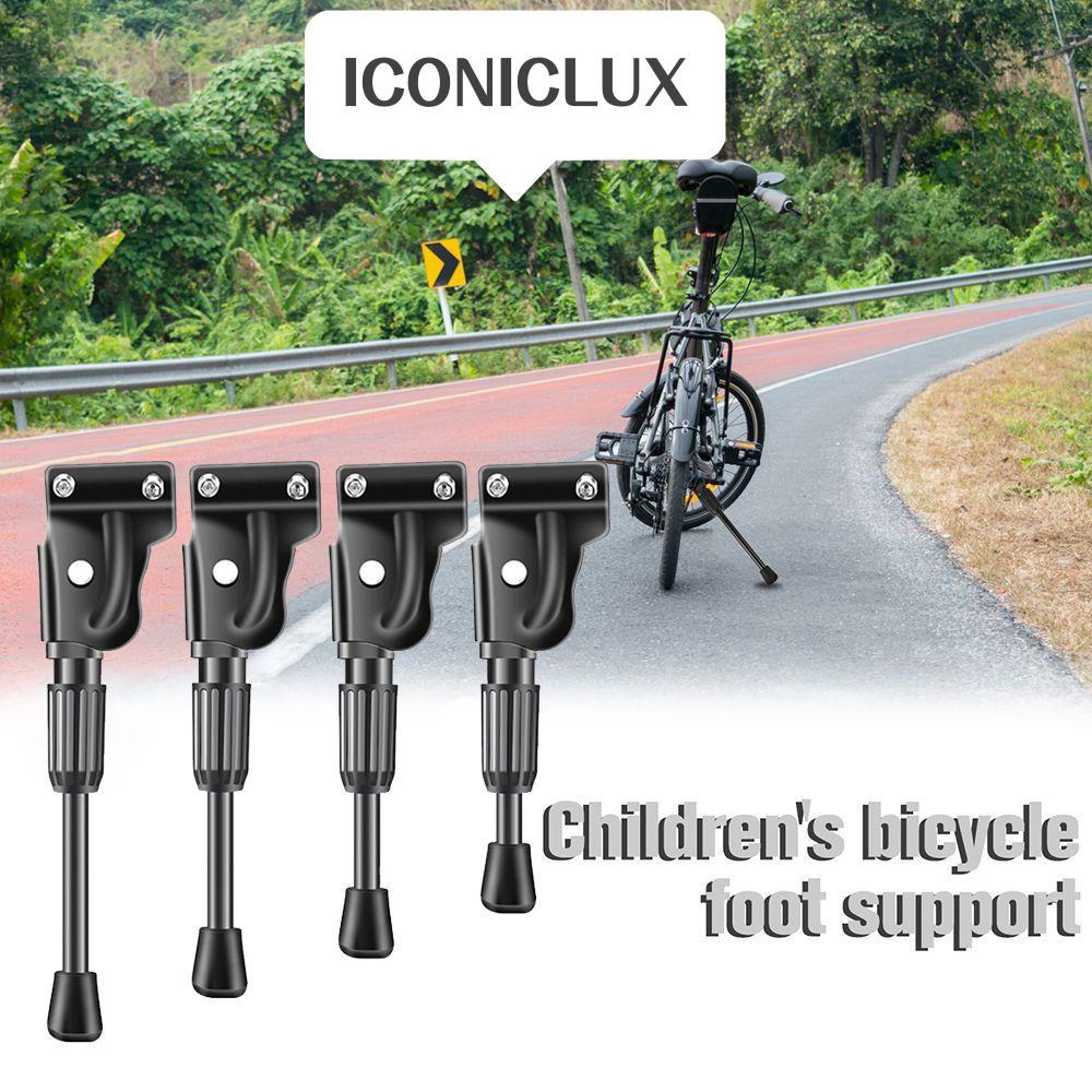 ICONICLUX Kids Bike Kickstand สีดําลื่นจักรยานเสือหมอบขาตั้งเท้าพับ