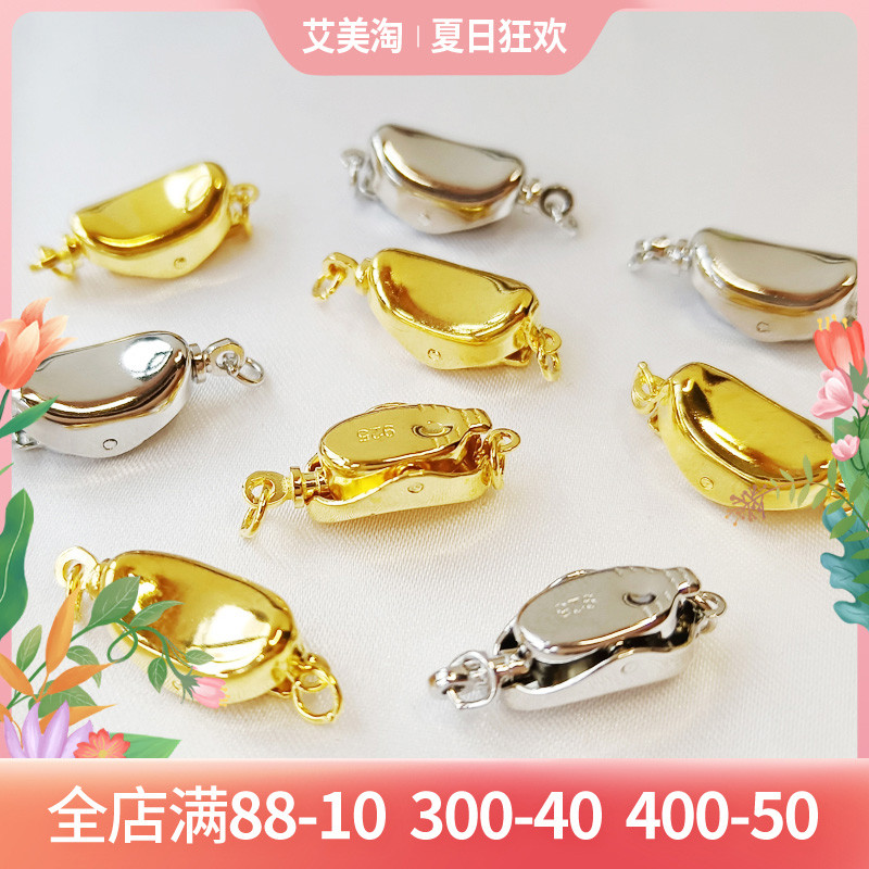 BJ62 Ingot Buckle Gold-Covered Color-Preserve Pearl 18K สร้อยคอคลิปใส่หัวเข็มขัด diy Handmade Clavic