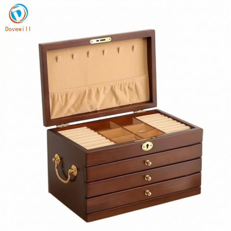 [Jzvphq] กล่องเครื่องประดับไม้ Artisanal-Style Jewelry Organizer with Drawer Desktop Organizer with 
