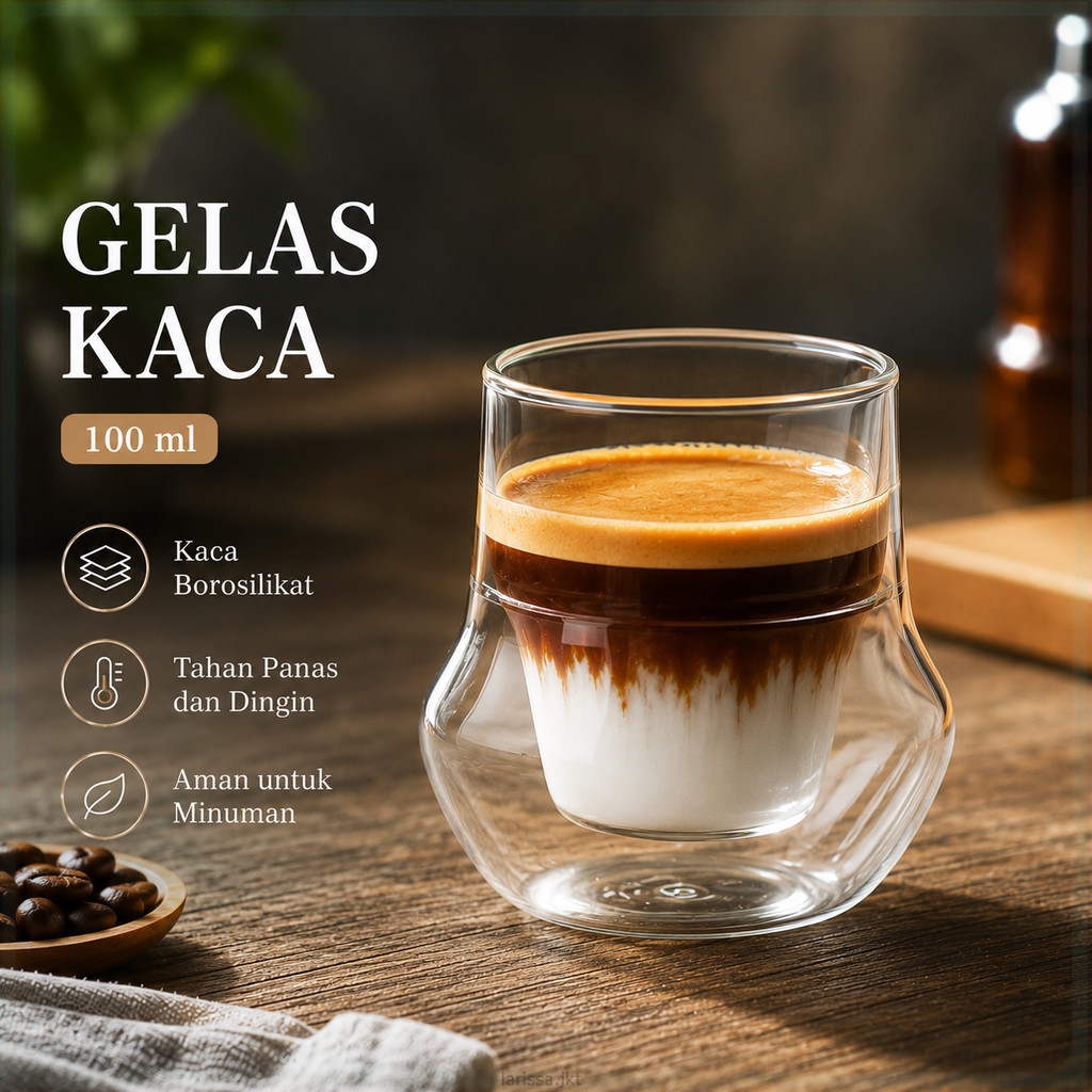 One Two Cups Aesthetic Coffee Glass Double Wall Glass 100ml - SN520
