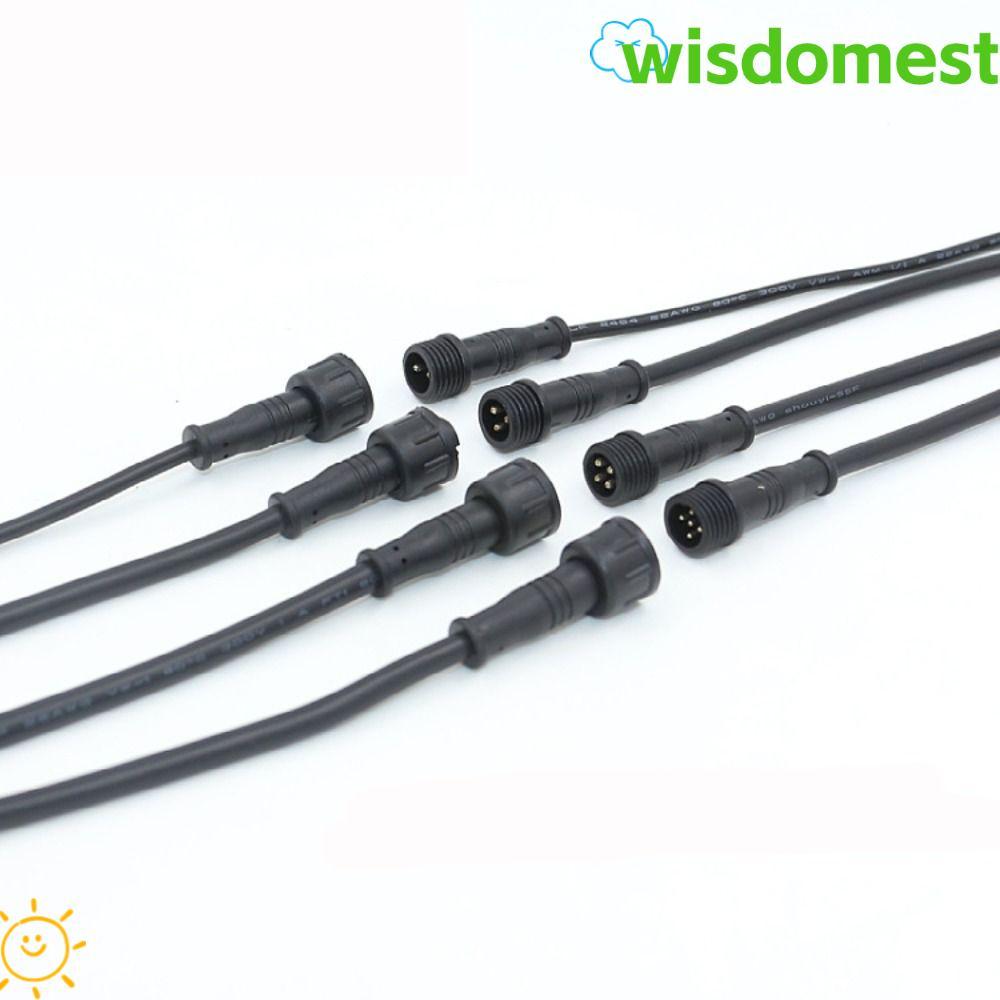 WISDOMEST ชายหญิง LED Connector, IP67 2Pin 3Pin 4Pin 2Pin 3Pin 4Pin แจ็ค, 20 ซม.สีดําสายกันน้ํา LED 