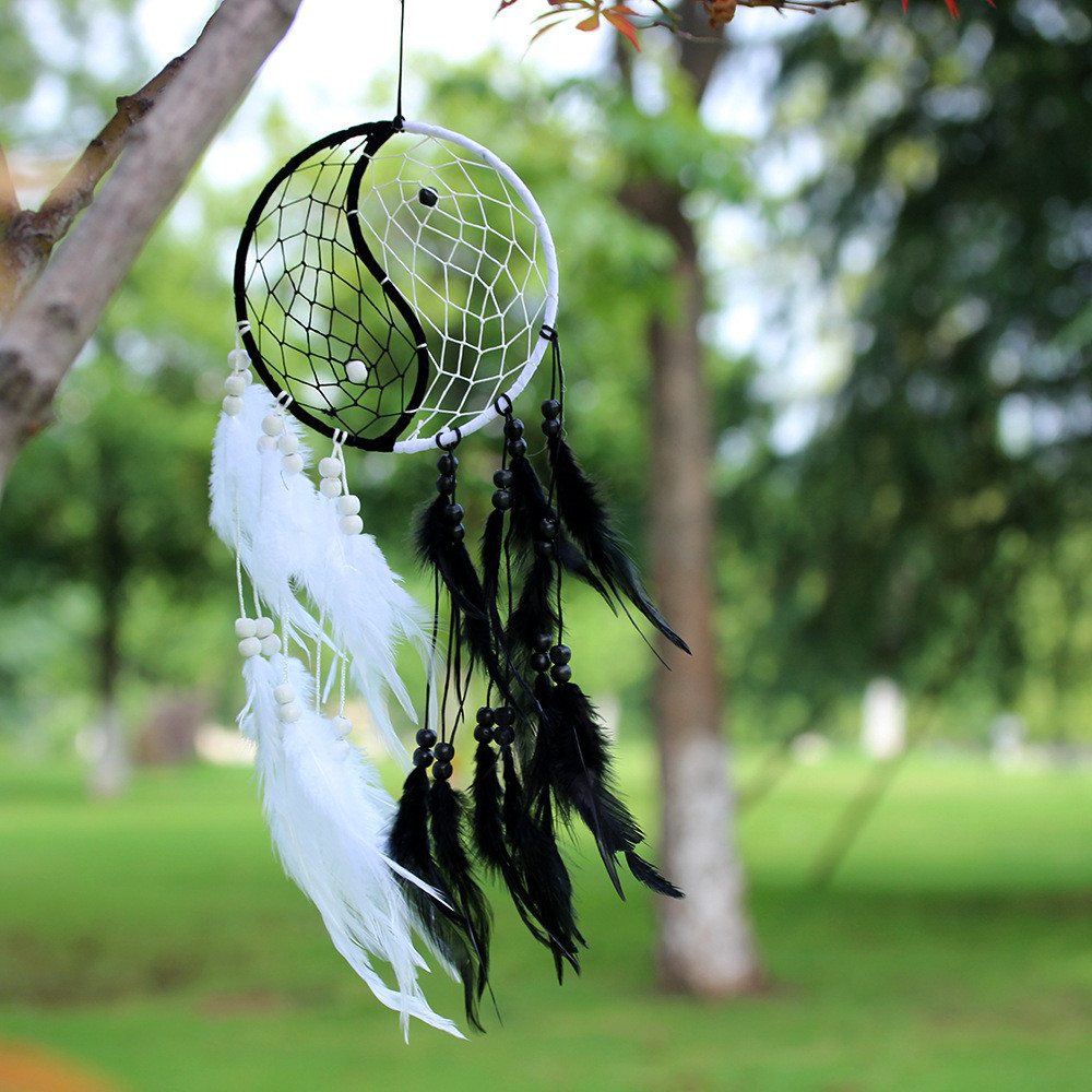 อินเดีย Dream Catcher เครื่องประดับรถยนต์ Yin Yang Tai Chi Dream Catcher เครื่องประดับตกแต่งบ้าน Dre