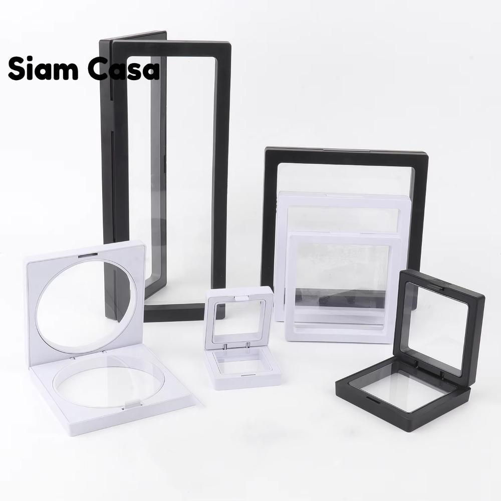 SIAM กล่องแสดงเครื่องประดับแบบกรอบลอย ฟิล์ม PE สำหรับต่างหู สร้อยคอ และกิ๊บติดผม