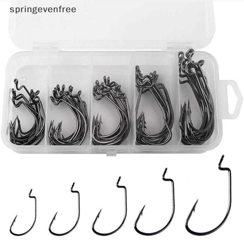 Springevenfree Small Five Grid Box Set 51 Crank Hooks, Niel Fishing Hooks, Fishing Gear, Bait, And H