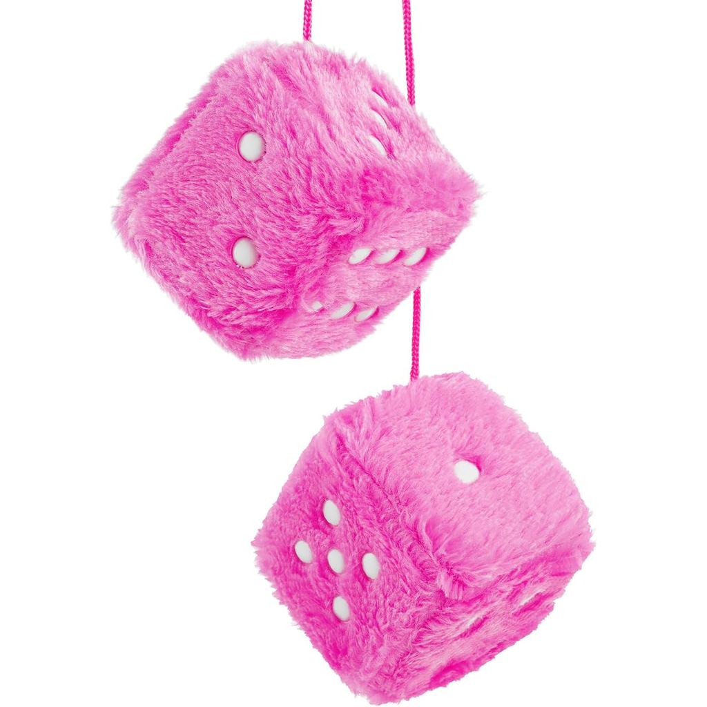 Fuzzy ลูกเต๋าสําหรับกระจกรถยนต์คู่ Retro 2.75 Fuzzy ลูกเต๋าสําหรับกระจกมองหลังจุดสีขาวสําหรับรถตกแต่