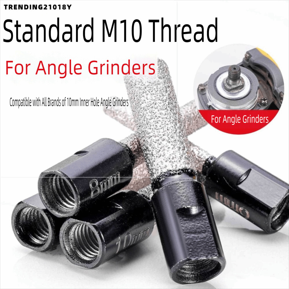 TRENDING21018Y เพชร Brazed Backwater บดล้อ Bit, M10 แบบพกพาเครื่องบดมุมแห้งเจาะ Bit, ทนทาน 6-12 มม.ก