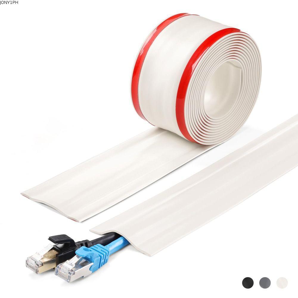 JONY1PH ฝาครอบสายเคเบิลพื้น, 1m Self กาว Wall Wire คอนซีลเลอร์, Professional ไม่มีเจาะ Universal PVC