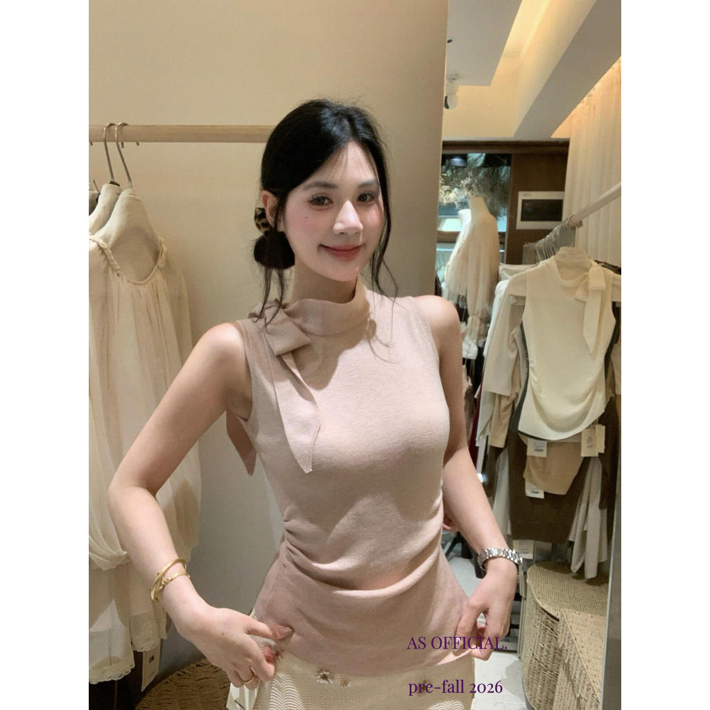 AS OFFICIAL-First Love Feeling Stand Collar Bow Laced-Up Sweater Vest 168292