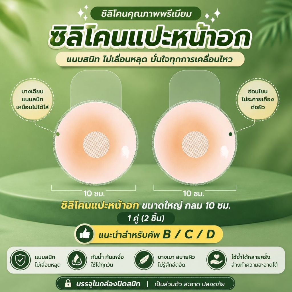 Hithome แผ่นแปะจุก ซิลิโคนแปะหน้าอก 🌸 ยกกระชับ ดันทรงสวย ไร้ขอบเนียนสนิท กันน้ำกันเหงื่อ ติดแน่นไม่หลุด