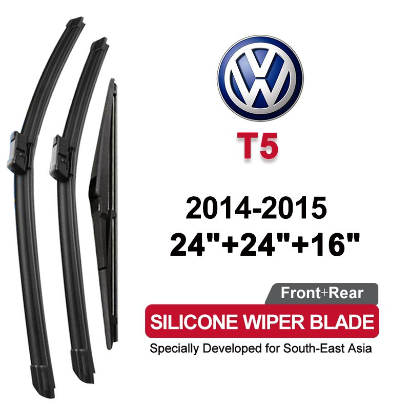 (ด้านหน้า+ด้านหลัง 3 ชิ้น) ที่ปัดน้ําฝนรถยนต์ซิลิโคนสําหรับ VW Volkswagen T5 2014-2015(CALIFORNIA/MU